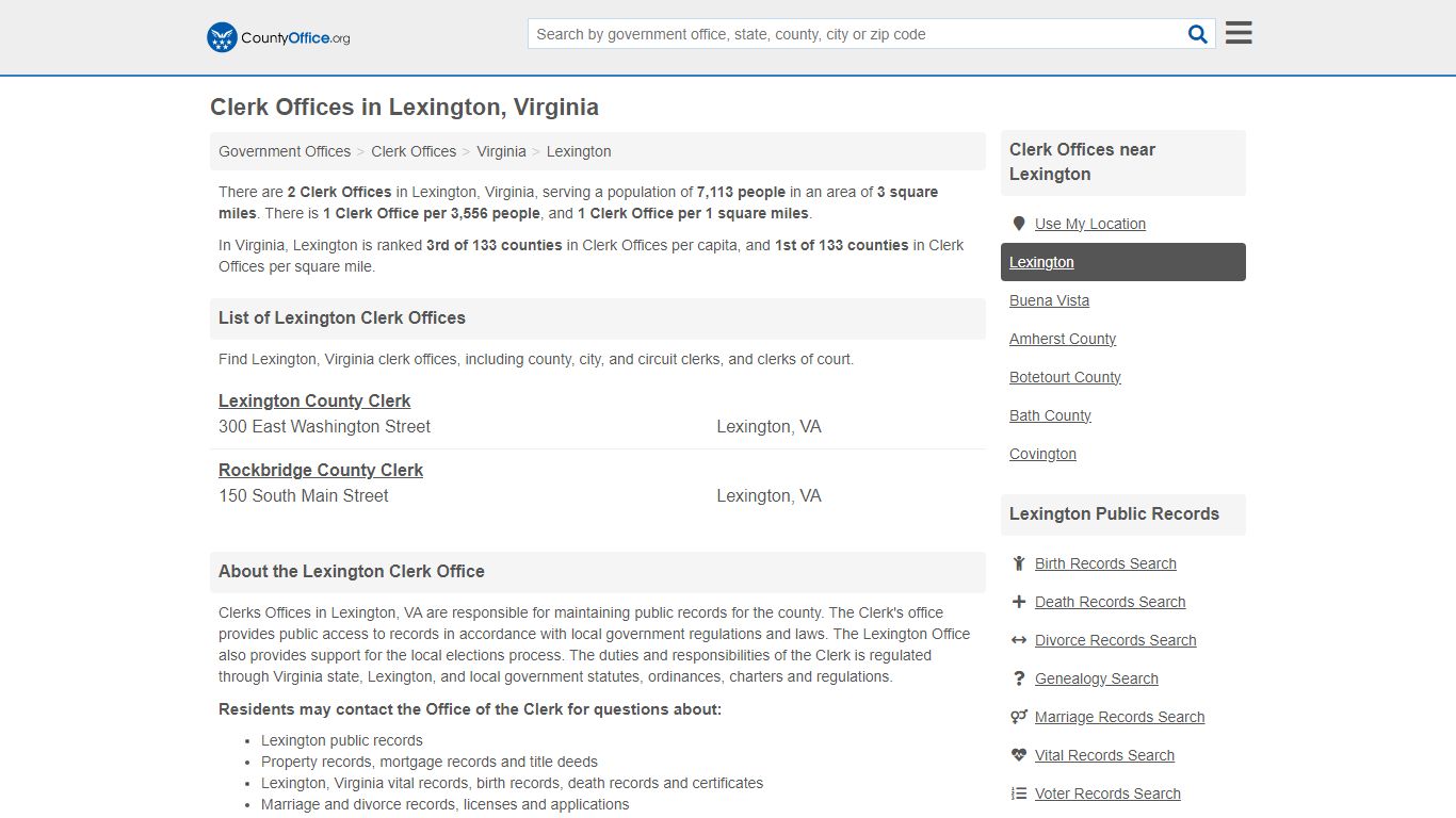 Clerk Offices - Lexington, VA (County & Court Records)